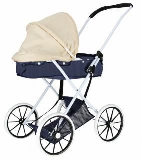 Modrý kočík pre bábiky kovový rám 72cm