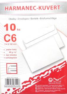 Poštové obálky  C6 2B05B3/ 10ks samolep balíčkové