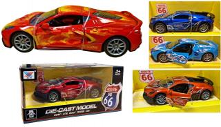 Route 66 športové auto kov 11cm - tmavomodré
