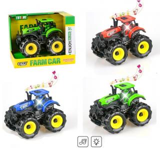 Traktor FarmCar s efektmi 14cm - červený