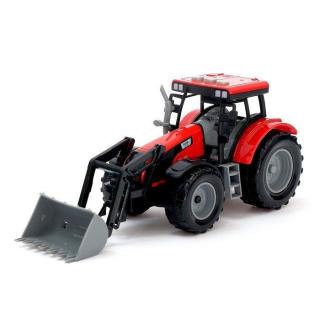 Traktor My Farm s nakladačom alebo radlicou efekty 26cm - červený - s lyžicou