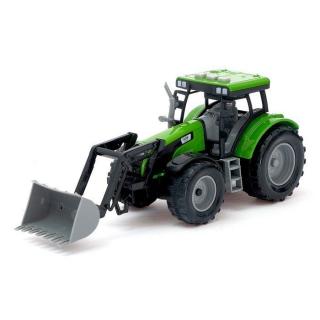 Traktor My Farm s nakladačom alebo radlicou efekty 26cm - zelený - s lyžicou