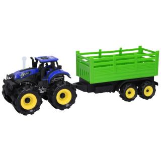 Traktor s vlečkou a efektmi 34cm - modrý