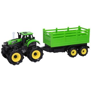 Traktor s vlečkou a efektmi 34cm - zelený