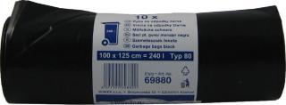 Vrecia na odpad100x125/10ks, 240l  čierne