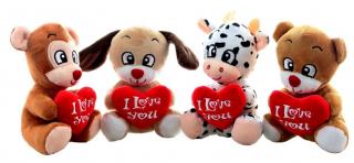 Zvieratká plyšové Safari so srdcom "I Love You" 14cm - medveď