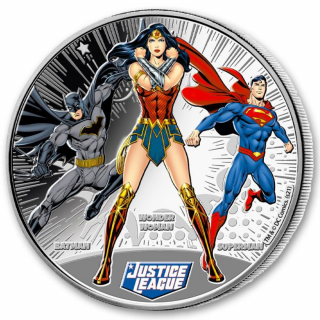 2022 Samoa Justice League Wonder Woman, Batman  Superman 1/2 oz Silver Coin