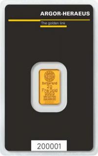 Argor-Heraeus SA Švajčiarsko zlatá tehlička 2 g