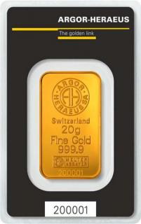 Argor-Heraeus SA Švajčiarsko zlatá tehlička 20 g