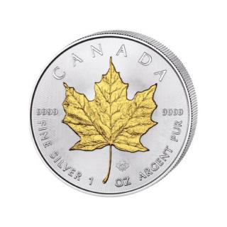 Royal Canadian Mint - MAPLE LEAF  - strieborrná minca 1oz zlátená