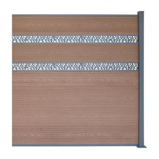 WPC plotový set hnedá vzor dreva, s 2 dek. panelmi