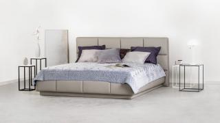 ASTI celočalúnená kožená posteľ s úložným priestorom (plocha spania 180x200cm)