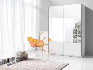 BETA skriňa so zrkadlom, 120/210/60 cm, biela/biela-zrkadlo