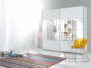 BETA skriňa so zrkadlom, 220/210/60 cm, biela/biela-zrkadlo