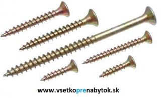 Skrutka do dreva 3,5 x 12 mm, zapustená hlava PZ 2 (celozávit - zinok žltý, bal. 1000 ks)
