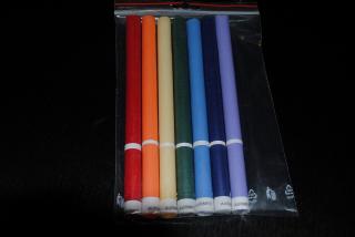 Farebné čakrové telové sviečky (veľké balenie), obsah: 7 kusov