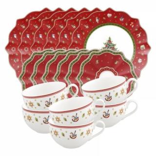 -10% Villeroy & Boch: Vianočný kávový set 18 ks pre 6 osôb, červený