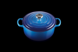 Le Creuset  -  Liatinový hrniec okrúhly s pokrievkou  20 cm/ 2,4 l modrý