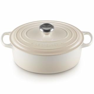 Le Creuset - Liatinový hrniec oválny s pokrievkou 31 cm/6,3 l Meringue béžový