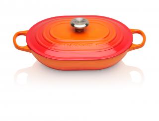 Le Creuset - Liatinový hrniec plytký- podlhovastý 31 cm / 3,4 l oranžový