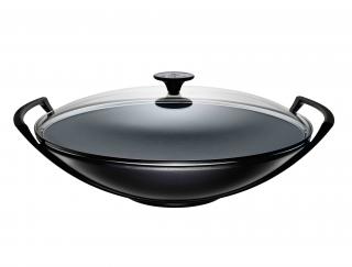 Le Creuset  -  Liatinový hrniec WOK so sklenenou pokrievkou 36cm/4,5 l čierny