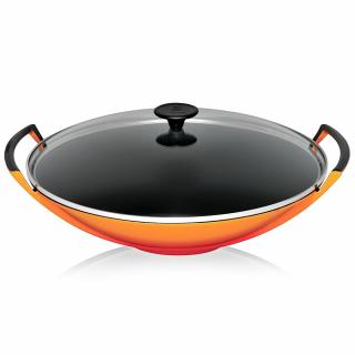 Le Creuset  -  Liatinový hrniec WOK so sklenenou pokrievkou 36cm/4,5 l oranžový