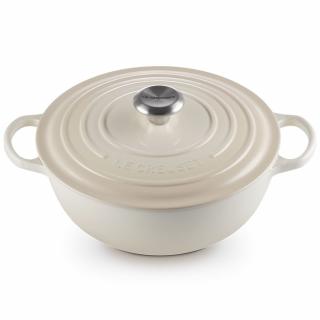 Le Creuset  -  Liatinový rodinný hrniec okrúhly s pokrievkou 26cm/4,1l - La Marmite Meringue béžový