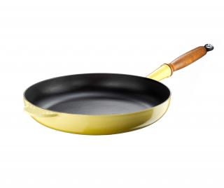 Le Creuset - panvica okrúhla s drevenou rúčkou 28 cm žltá