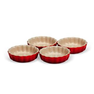 Le Creuset  - Set 4 keramických misiek na tortičky, čerešňová červená