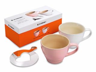 Le Creuset  - set dvoch hrnčekov na kapučíno + zdobítko v tvare srdca