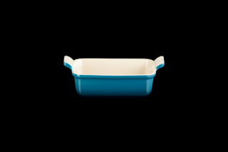 Le Creuset - tradičná zapekacia misa obdĺžniková 19 X 14  cm modro - zelená