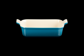 Le Creuset - tradičná zapekacia misa obdĺžniková 26 x 19 cm modro - zelená