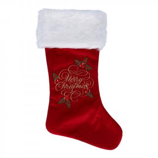 Vyšívaná vianočná ponožka, červená - Timstor