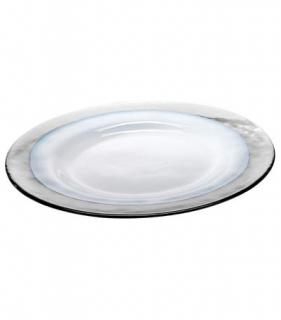 Zafferano - sklenený tanier Strip, biely