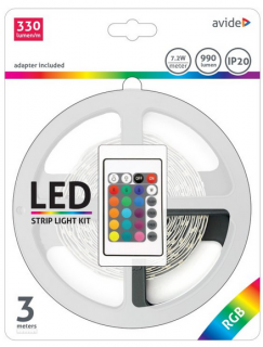 LED Strip Blister 12V 7,2W RGB IP20 3m + Inteligent Ctrl AVIDE (ABLSBL12V5050-30RGB)