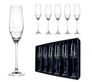 Classic - poháre na šampanské so Swarovski® Elements | sada 6 ks