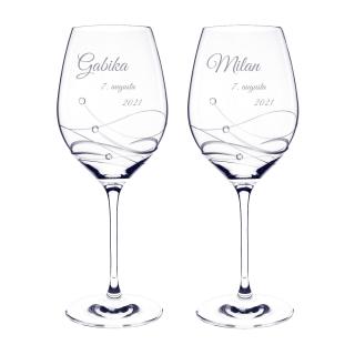 Classic - svadobné poháre na víno s menami a Swarovski®