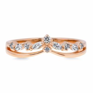 Emporial pozlátený prsteň Princeznina korunka 14k ružové zlato MA-R0440 Velikost: 7 (EU: 54-56)