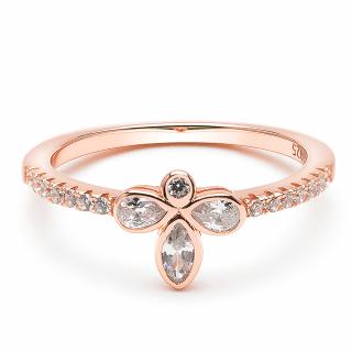 Emporial pozlátený strieborný prsteň Štvorlístok Rose gold 14k ružové zlato 2017 Velikost: 4 (EU: 47-48)