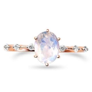 Emporial prsteň Princeznin klenot 14k ružové zlato Vermeil GU-DR8706R-ROSEGOLD-MOONSTONE-ZIRCON Velikost: 6 (EU: 51-53)