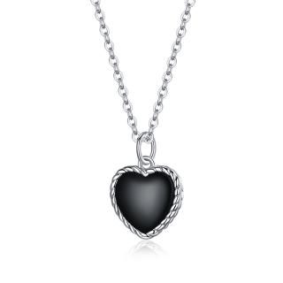 Emporial strieborný náhrdelník Srdce s drahokamom Achátom SCN443