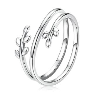 Emporial strieborný nastaviteľný prsteň Elegantné lístky SCR755 Velikost: Univerzální 52-60 mm