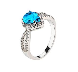 Emporial strieborný rhodiovaný prsteň Zafírová modrá kvapka MA-R0358-SILVER-BLUE Velikost: 7 (EU: 54-56)
