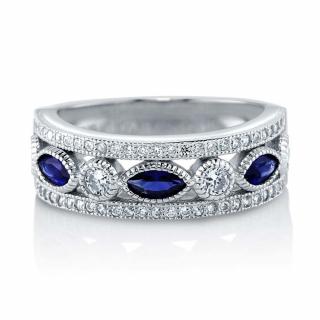 Emporial strieborný rhodiovaný prsteň Zafírový kameň MA-R0433-BLUE-SILVER Velikost: 6 (EU: 51-53)