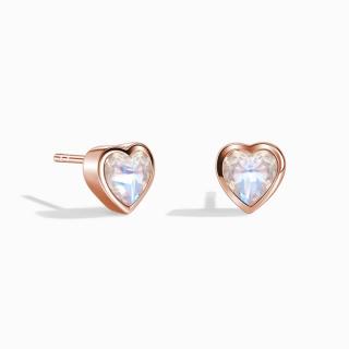 Royal Fashion kôstkové náušnice Srdce 14k ružové zlato Vermeil s drahokamom Moonstonom GU-DR190437E-ROSEGOLD-MOONSTONE