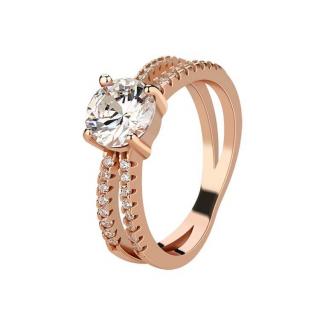 Royal Fashion pozlátený prsteň Trblietavé pásky 14k ružové zlato MA-MSR0931-ROSEGOLD Velikost: 7 (EU: 54-56)