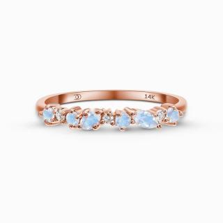 Royal Fashion prsteň Hravé tvary 14k ružové zlato Vermeil s drahokamami Moonstony a drahokamami topazy GU-DR23094R-ROSEGOLD-MOONSTONE-TOPAZ Velikost:…