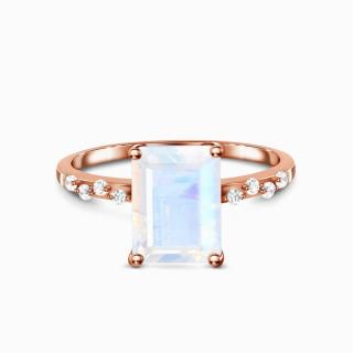 Royal Fashion prsteň Kráľovná 14k ružové zlato Vermeil s drahokamom Moonstonom a drahokamami topazy GU-DR23091R-ROSEGOLD-MOONSTONE-TOPAZ Velikost: 10…