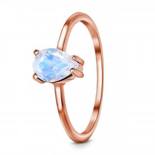 Royal Fashion prsteň Kvapka s drahokamom moonstonom 14k ružové zlato Vermeil GU-DR8705R-ROSEGOLD-MOONSTONE Velikost: 7 (EU: 54-56)