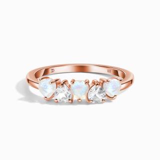 Royal Fashion prsteň Láska 14k ružové zlato Vermeil s drahokamami Moonstony a drahokamami topazy GU-DR20559R-ROSEGOLD-MOONSTONE-TOPAZ Velikost: 7 (EU:…